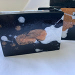 Handmade Activated charcoal soap - great gift for men! Gorgeous black, copper, and pearl white soap scented with sweet tobacco oil