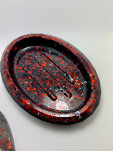 Soap Dish - glittery black and red!