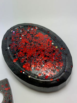 Soap Dish - glittery black and red!